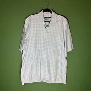 Cifonelli Short Sleeve Collared Button Down Blue and White Shirt Size XL